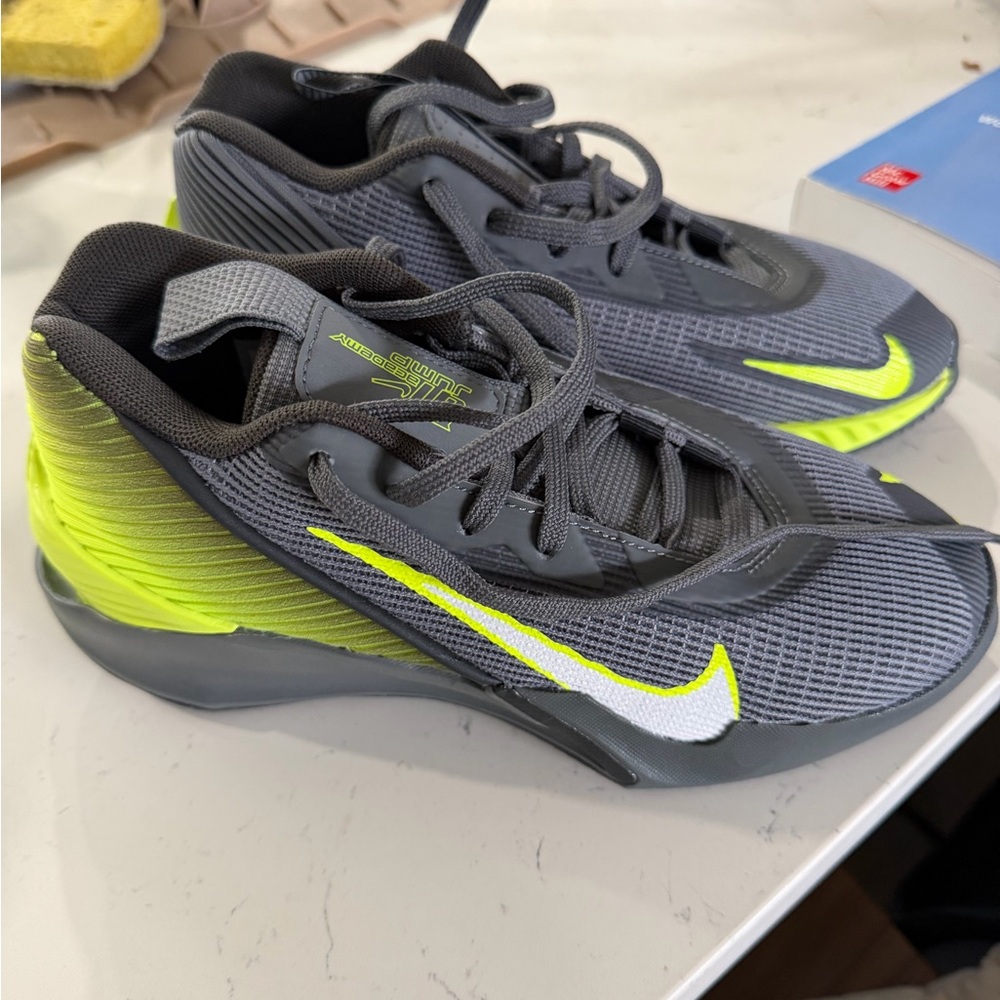 Nike Kids Gray and Neon Yellow Sneakers